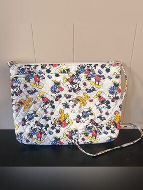 Vera Bradley White Quilted Crossbody with Multicolor Disney Character Print